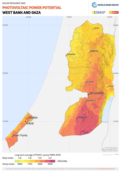 Photovoltaic Electricity Potential, West Bank And Gaza